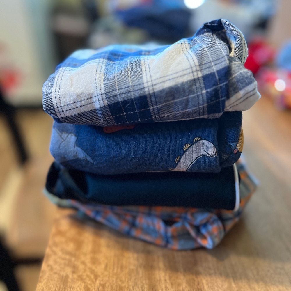 Cat & Jack Kids Plaid and Dinosaur Shirts - Blue and Orange